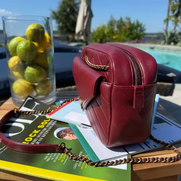 Chanel Red Lambskin Leather Chain Strap Camera Bag with Removable Wallet - Picture 14 of 16